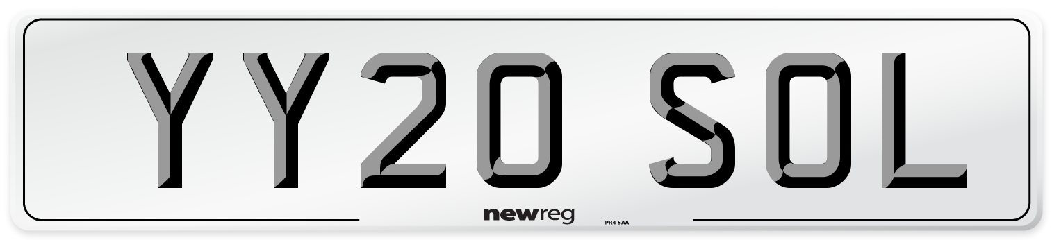 YY20 SOL Number Plate from New Reg